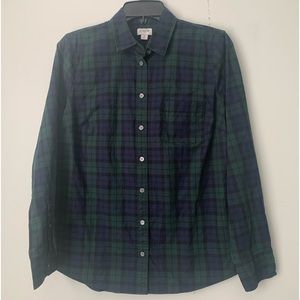 J. Crew Factory Black Watch Plaid Cotton Poplin shirt in Signature Fit Medium